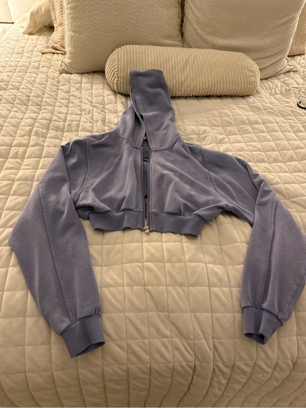ALO Yoga Cropped Zip Hoodie in Purple XS